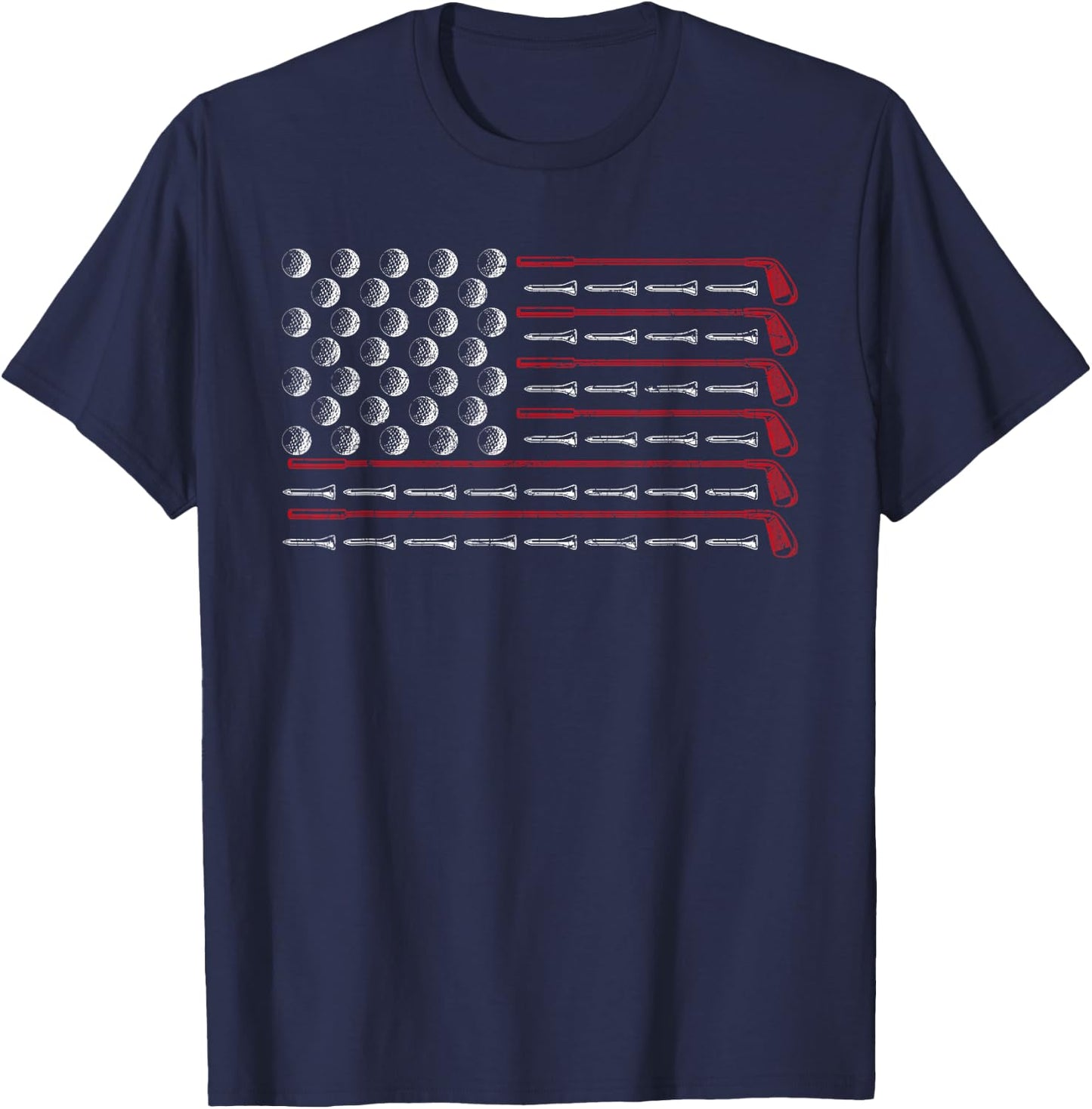 Patriotic American Golfer Gift USA Flag Golf Club Golf T-Shirt - T-Shirt | Navy