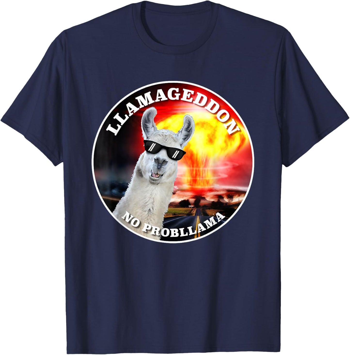 Llamageddon, no probllama cute funny graphic T-Shirt - T-Shirt | Navy