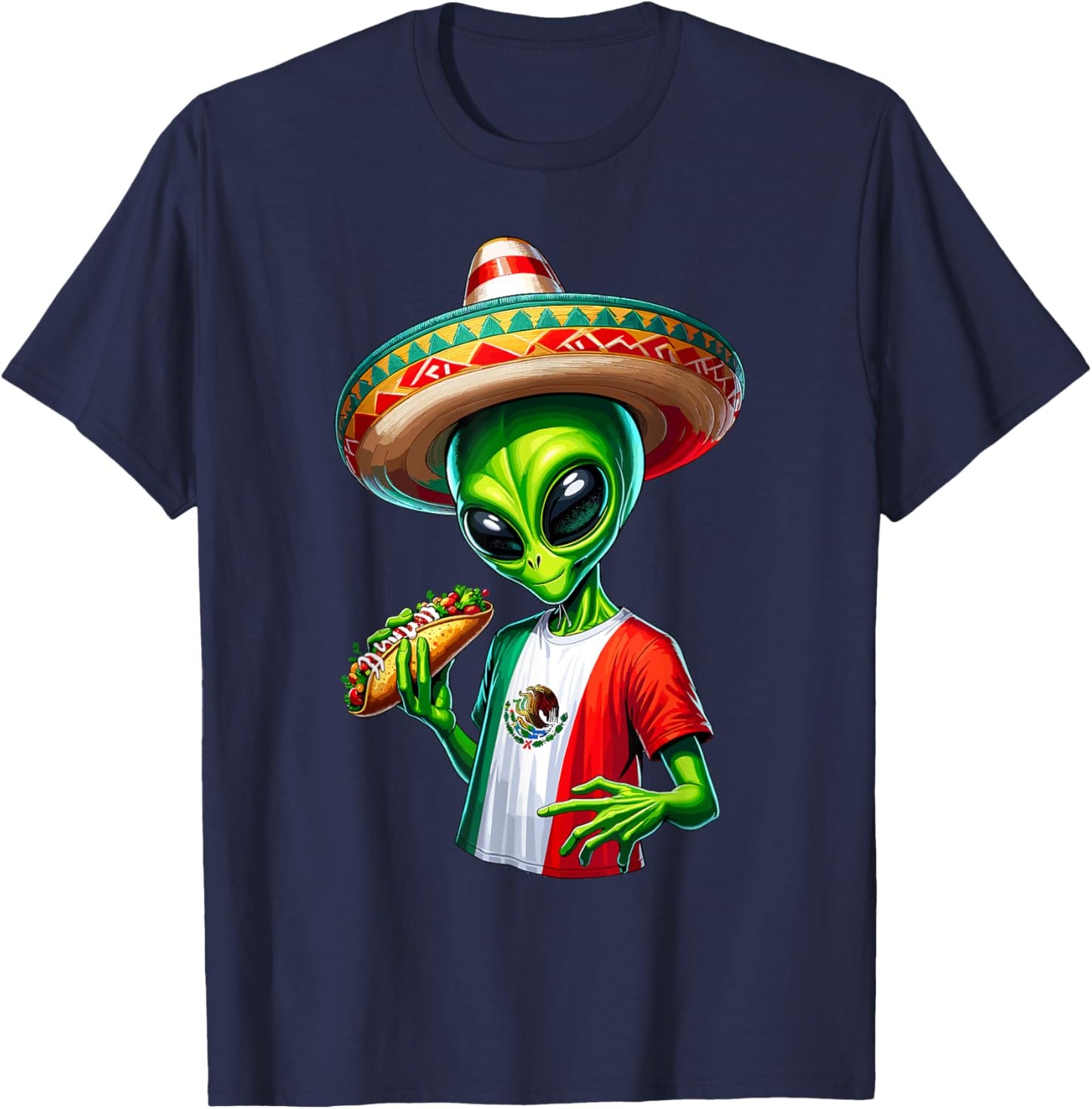 Alien Enchilada Cinco De Mayo Mexico Sombrero Enchiladas T-Shirt - T-Shirt | Navy