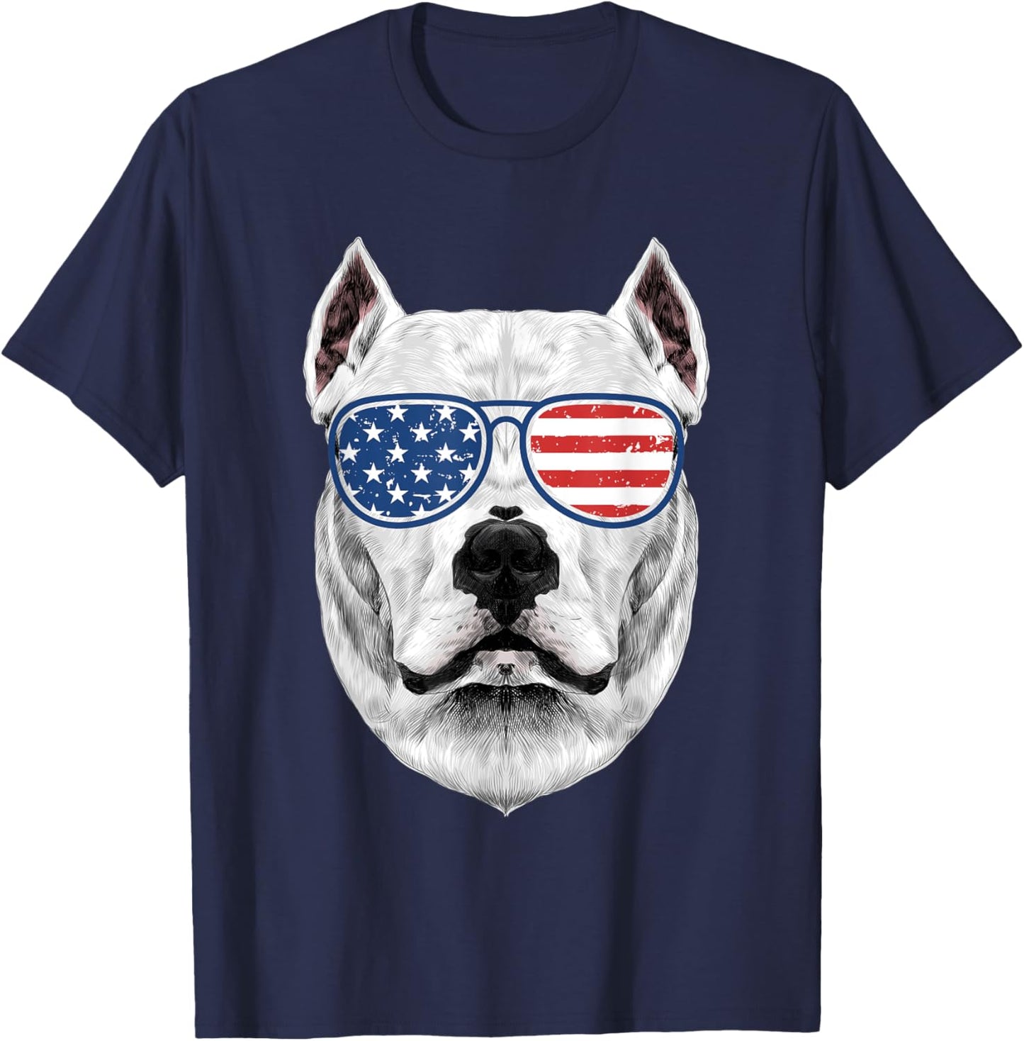Dogo Argentino Shirt Men Women Kids American Flag Dog T-Shirt - T-Shirt | Navy