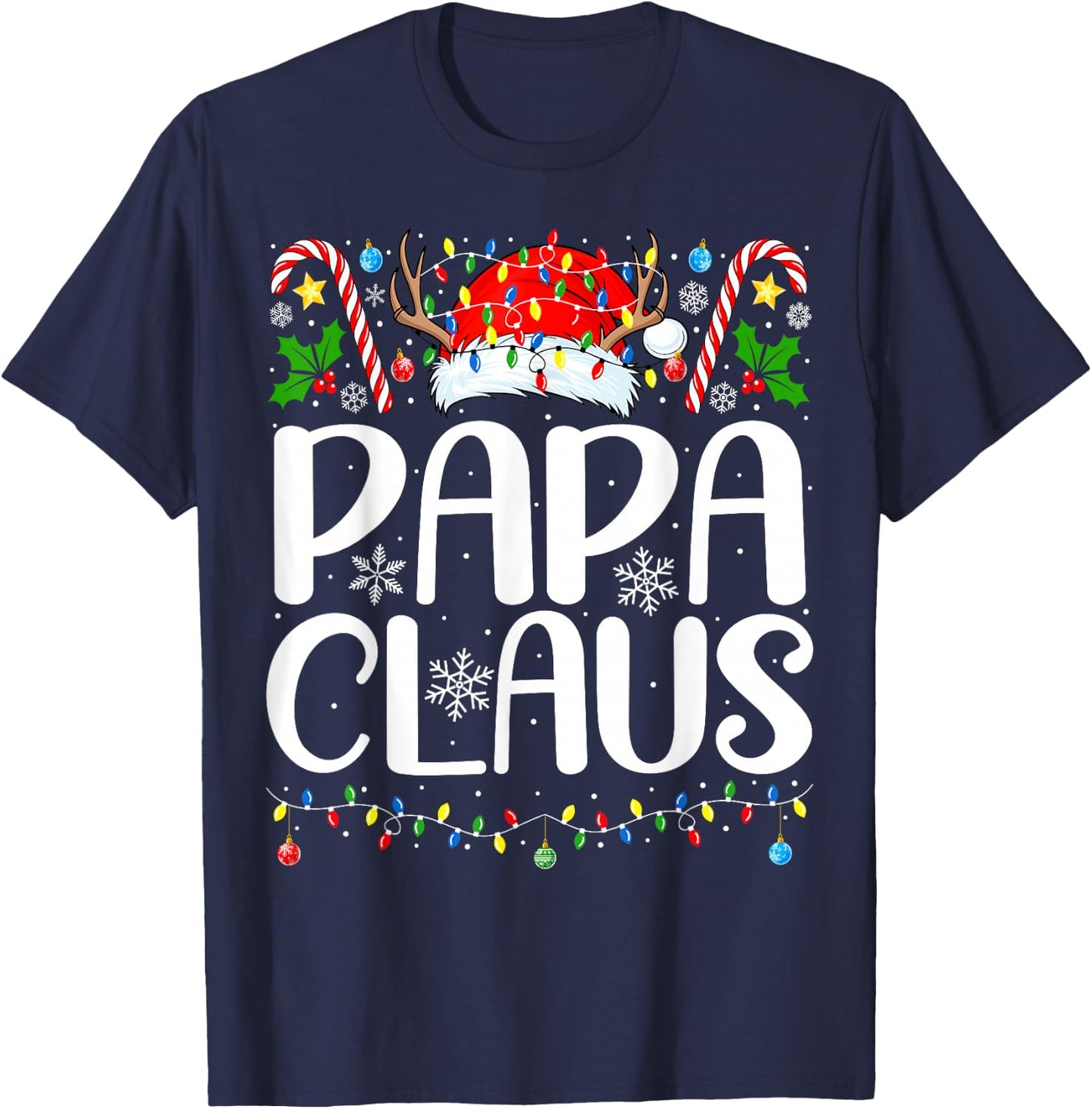 Papa Claus Christmas Dad Xmas Matching Family Christmas T-Shirt - T-Shirt | Navy