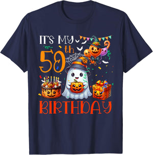 It's My 50th Birthday Halloween Ghost Boo Funny Party Lover T-Shirt - T-Shirt | Navy