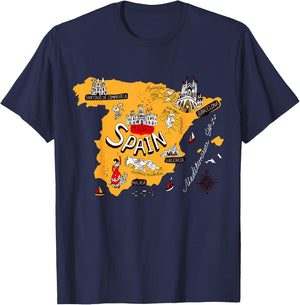 I Love Spain Culture Shirt, Vintage Spain Graphic Design T-Shirt - T-Shirt | Navy
