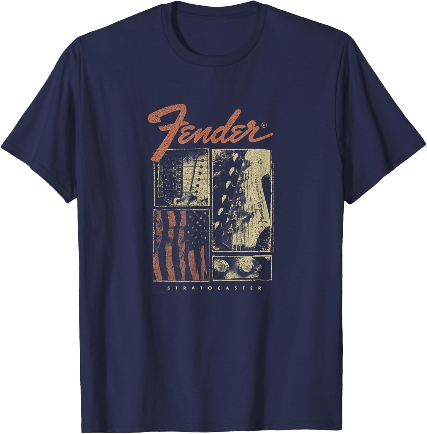 Fender Strat Flag T-Shirt - T-Shirt | Navy