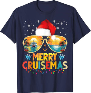 Merry Cruisemas Santa Hat Retro Cruise Ship Christmas Cruise T-Shirt - T-Shirt | Navy