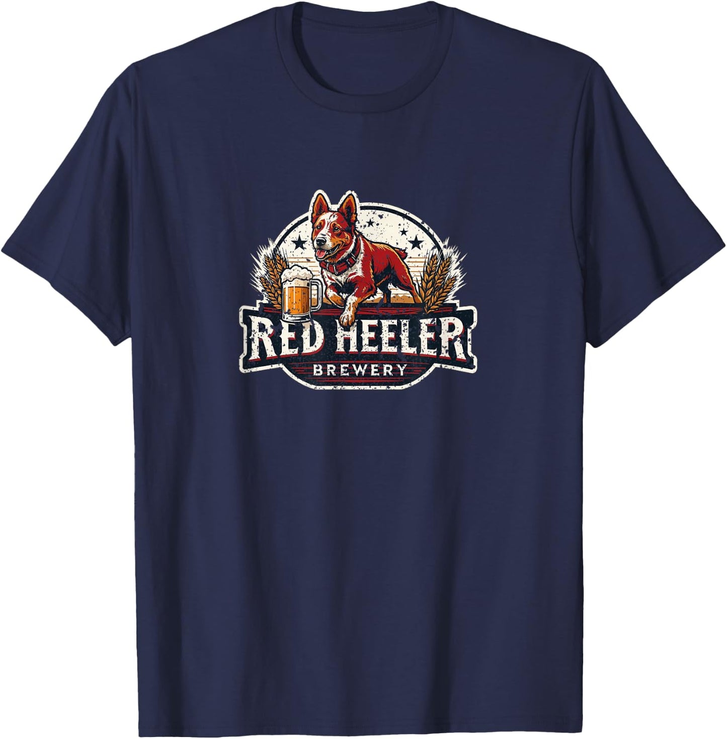 Red Heeler Brewery distressed Vintage Style Cattle Dog Women T-Shirt - T-Shirt | Navy