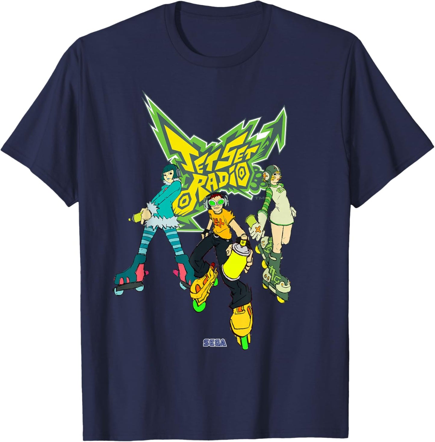 Jet Set Radio group Mew, Beat, Gum SEGA Dreamcast video game T-Shirt - T-Shirt | Navy