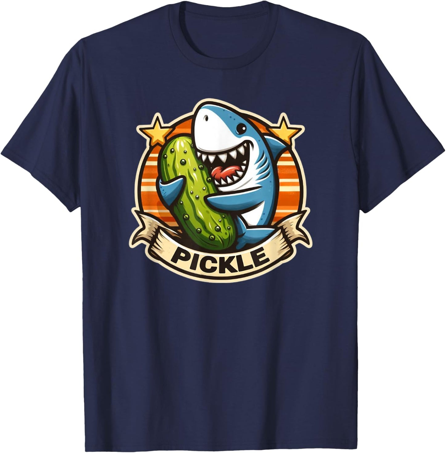 Shark Loves Pickles Vintage T-Shirt - T-Shirt | Navy