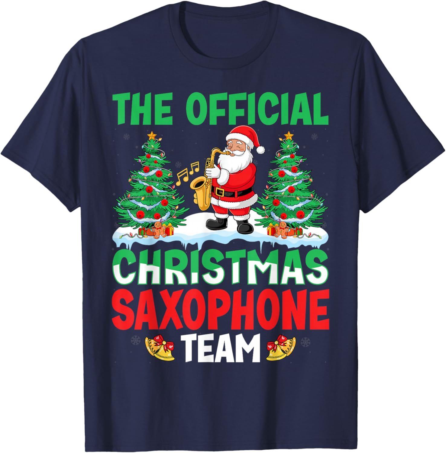 Christmas Saxophone Team Santa Saxophone Player Xmas T-Shirt - T-Shirt | Navy