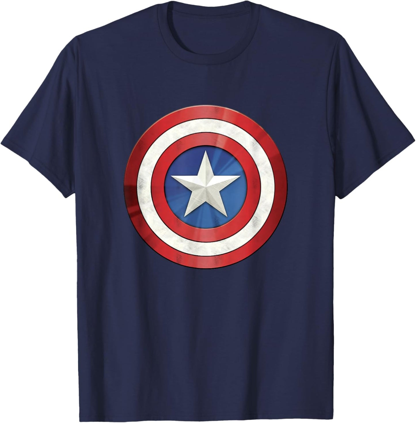 Marvel Comics Classic Distressed Captain America Shield T-Shirt - T-Shirt | Navy