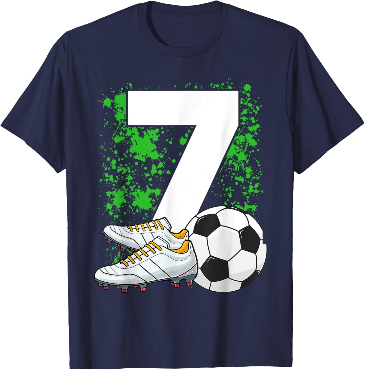 7th Birthday Boys 7 Years Soccer Football Player Birthday T-Shirt - T-Shirt | Navy