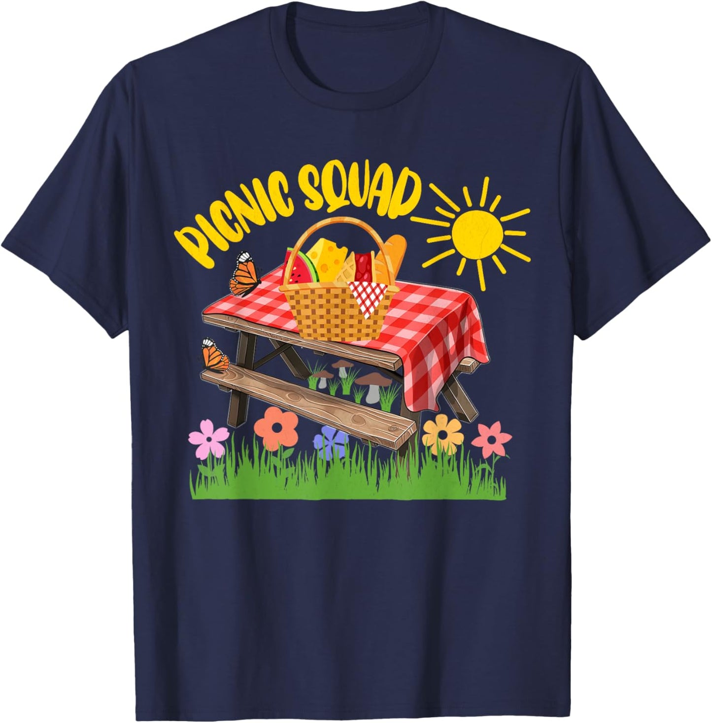 Picnic Squad, Picnic Table, Picnic Birthday Party Summer Men Women Girls Kids T-Shirt - T-Shirt | Navy
