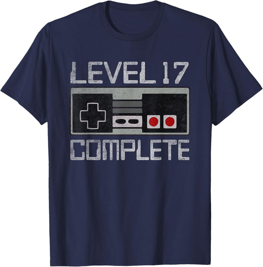 Level 17 Complete 17 Year 17th Wedding Anniversary T-Shirt - T-Shirt | Navy