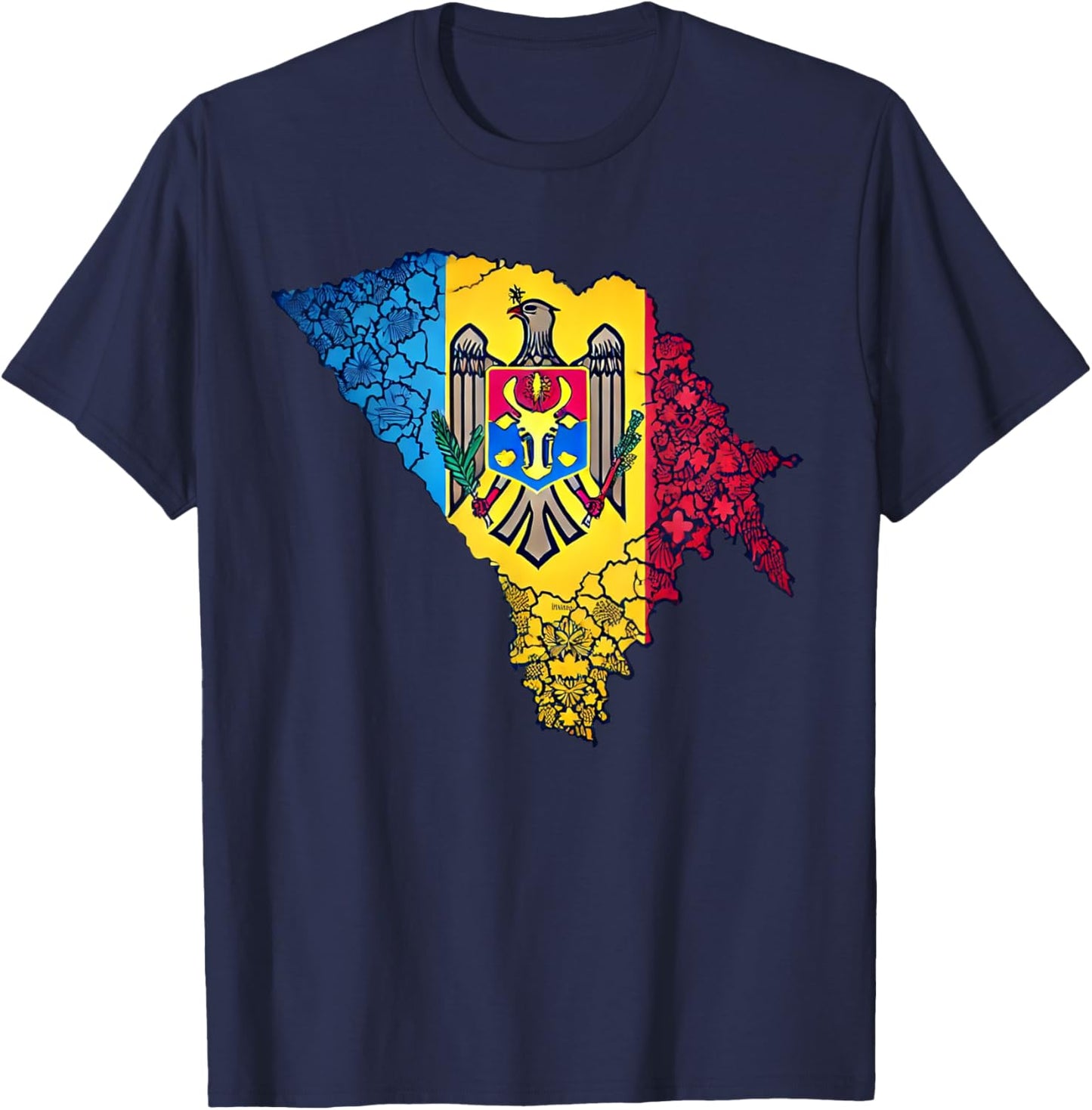 Moldova Flag Moldavia Map Clothing Wear , Black, S T-Shirt - T-Shirt | Navy