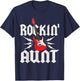 Aunt Rockin One Birthday Family Matching Rock Guitar T-Shirt - T-Shirt | Navy