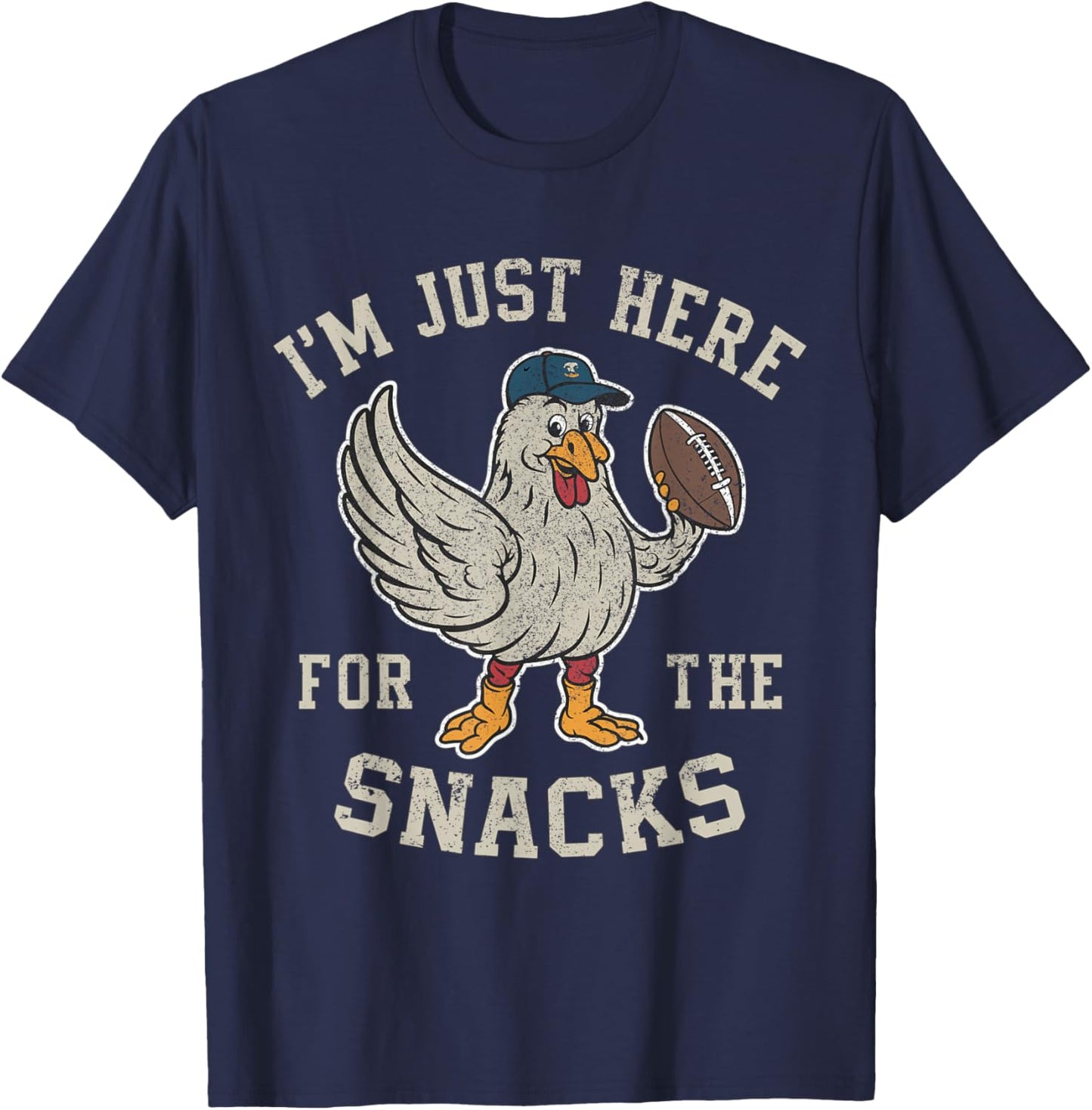Funny I'm Just Here for The Snacks Football T-Shirt - T-Shirt | Navy