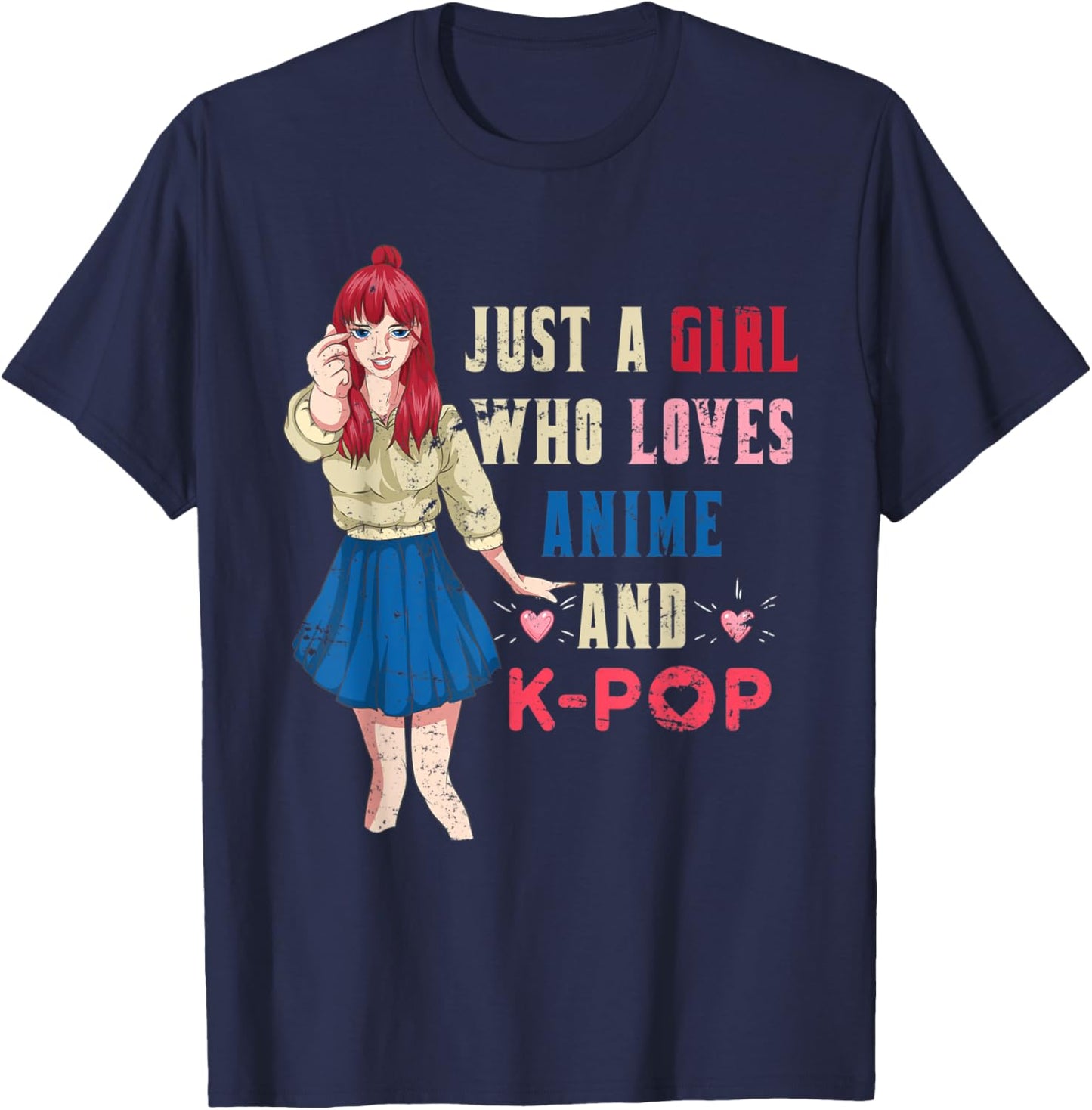 Kpop Korean Culture Otaku Girls Women Manga Kawaii Anime T-Shirt - T-Shirt | Navy