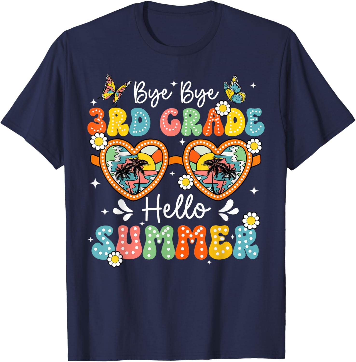 Goodbye 3rd Grade Hello Summer Teacher Boys Girls T-Shirt - T-Shirt | Navy