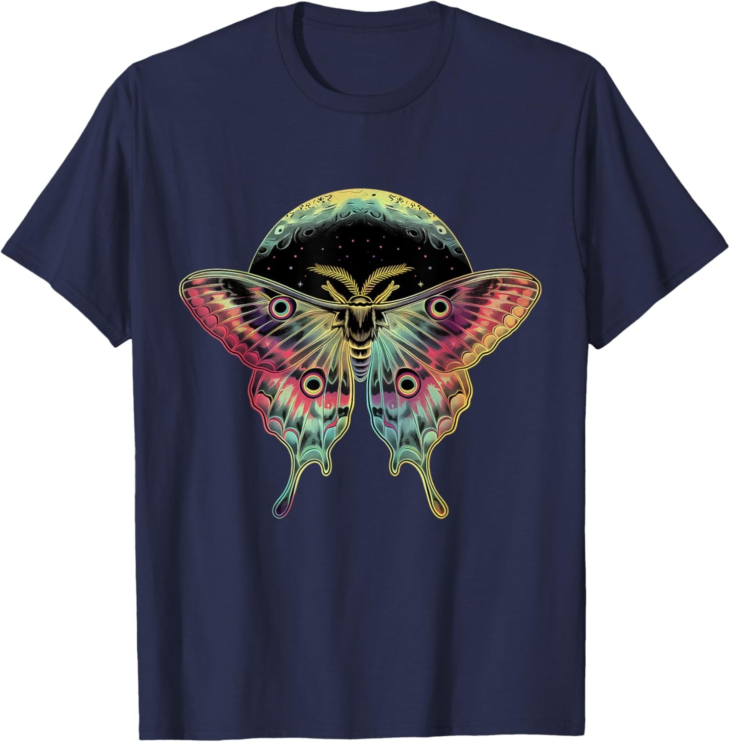 Moon Butterfly Occult Goth Art Gothic Vintage T-Shirt - T-Shirt | Navy