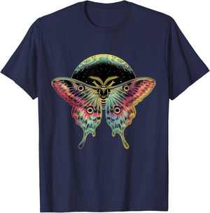 Moon Butterfly Occult Goth Art Gothic Vintage T-Shirt - T-Shirt | Navy