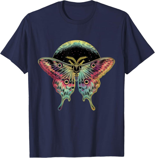 Moon Butterfly Occult Goth Art Gothic Vintage T-Shirt - T-Shirt | Navy
