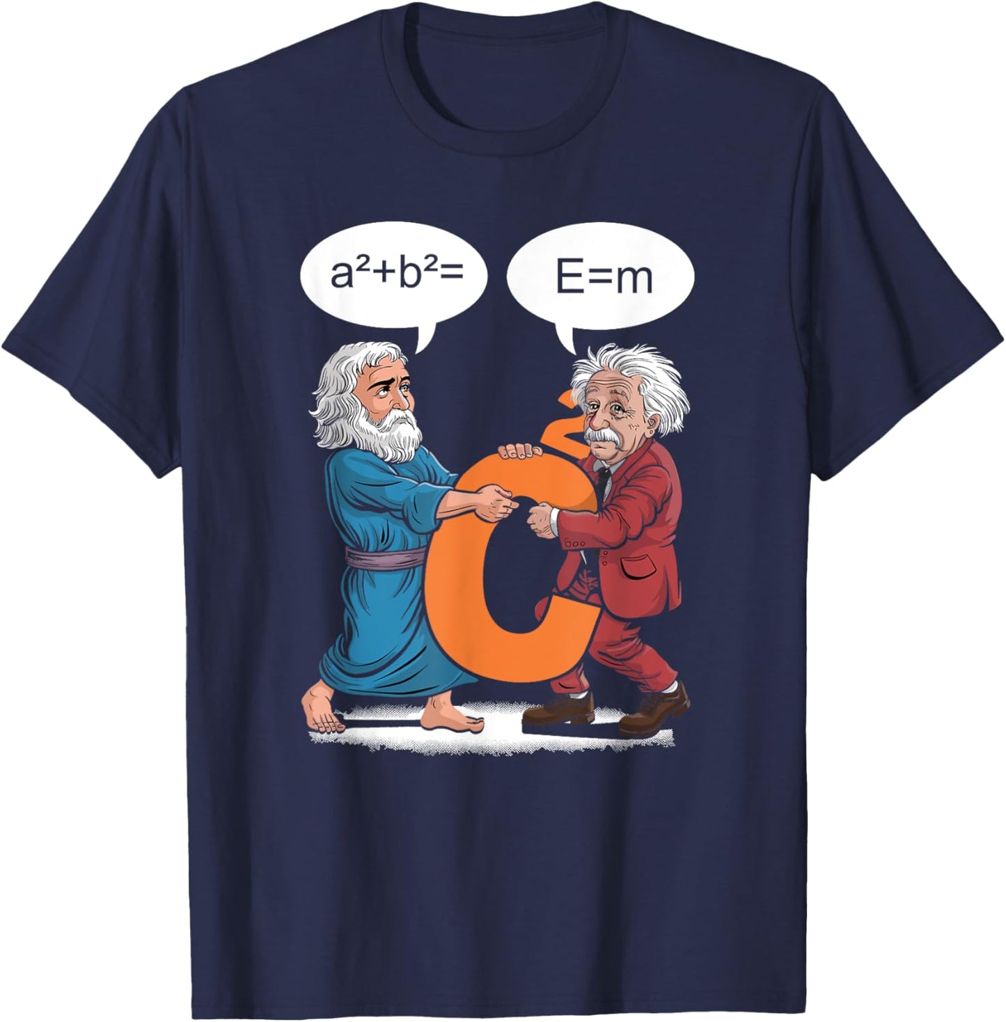 Funny Geek Outfit Nerd Costume Pythagoras vs Einstein T-Shirt - T-Shirt | Navy