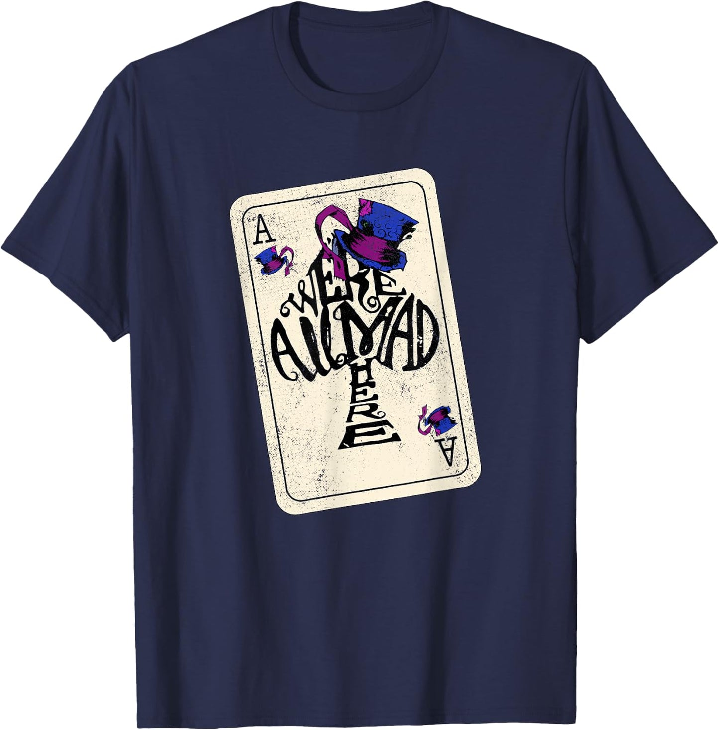Mad Hatter We're All Mad Here Ace of Spades T-Shirt - T-Shirt | Navy