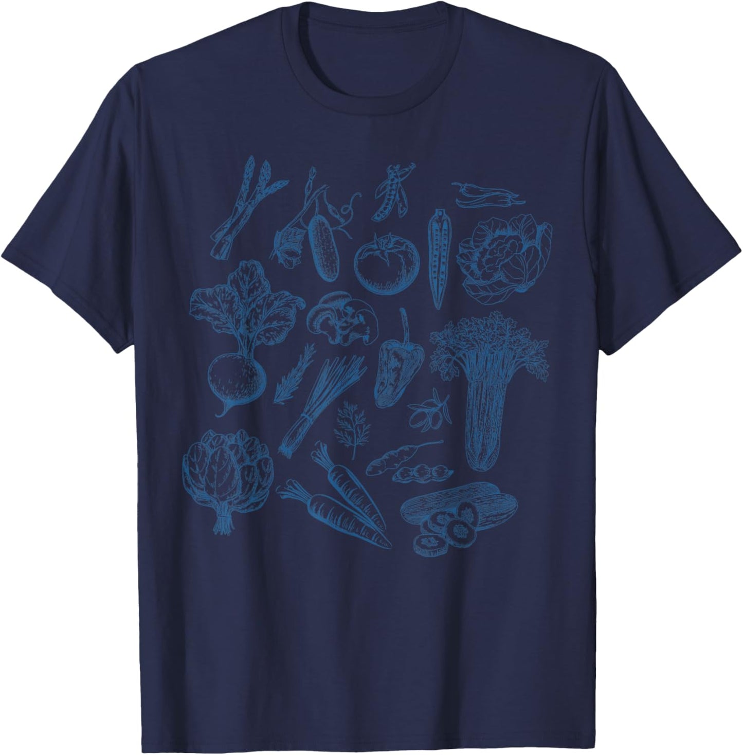 Vintage 90s Tattoo Gardening Vegetable Veggie Lovers T-Shirt - T-Shirt | Navy