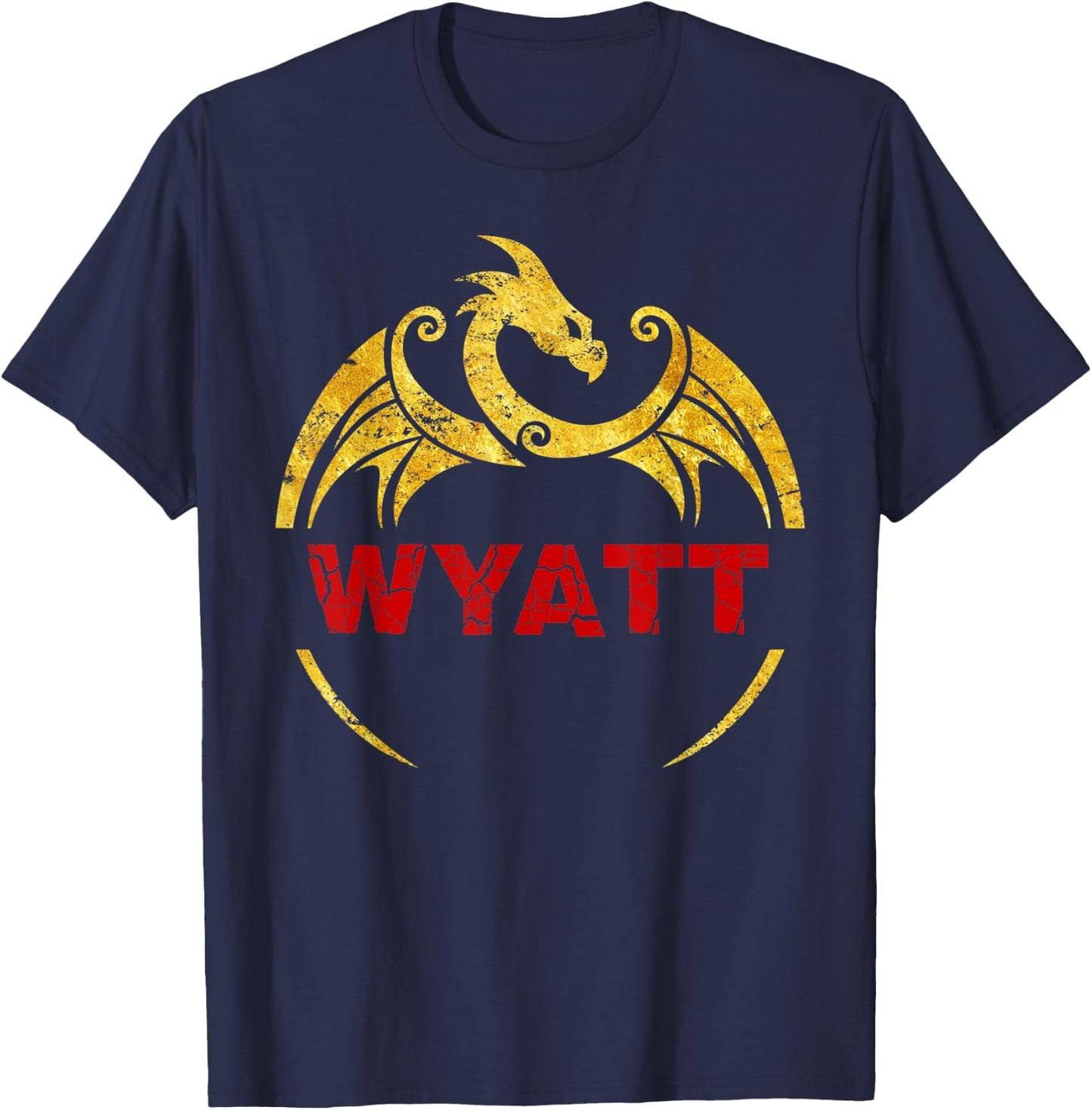 Wyatt Name Shirt Dragon Personalized Birthday Gift T-Shirt - T-Shirt | Navy