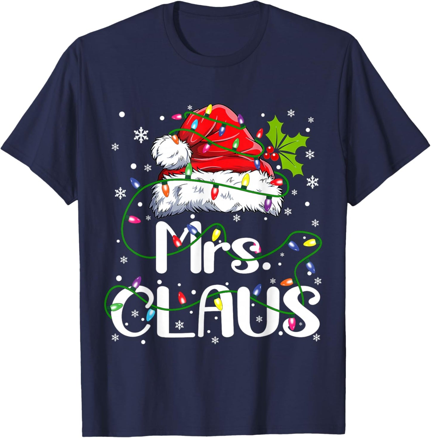 Mr and Mrs Claus Couples Matching Christmas Pajamas Santa T-Shirt - T-Shirt | Navy