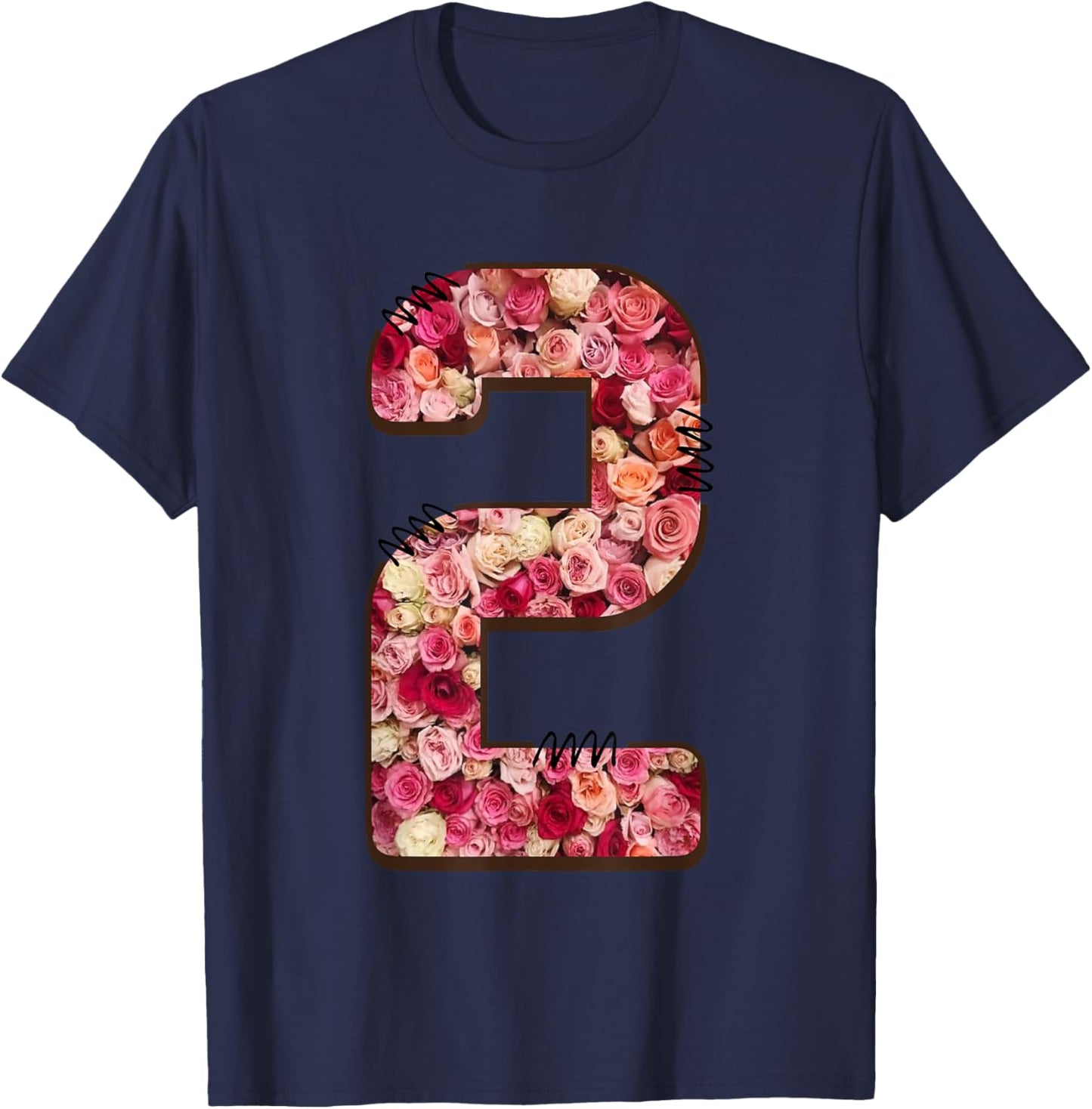 Floral Rose Number Two T-Shirt - T-Shirt | Navy