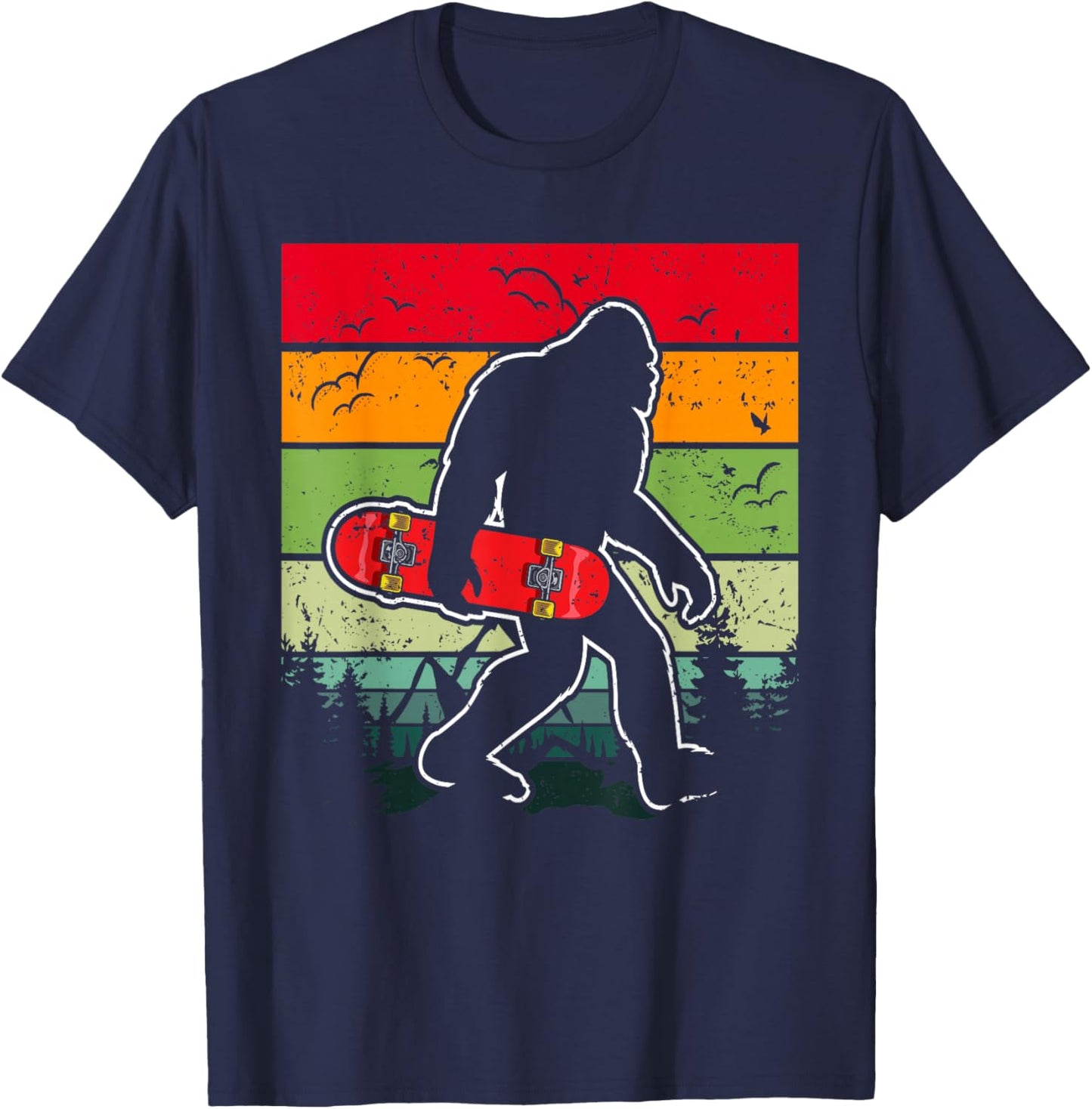 Longboard Bigfoot Skateboard & Sasquatch Fans Boys T-Shirt - T-Shirt | Navy