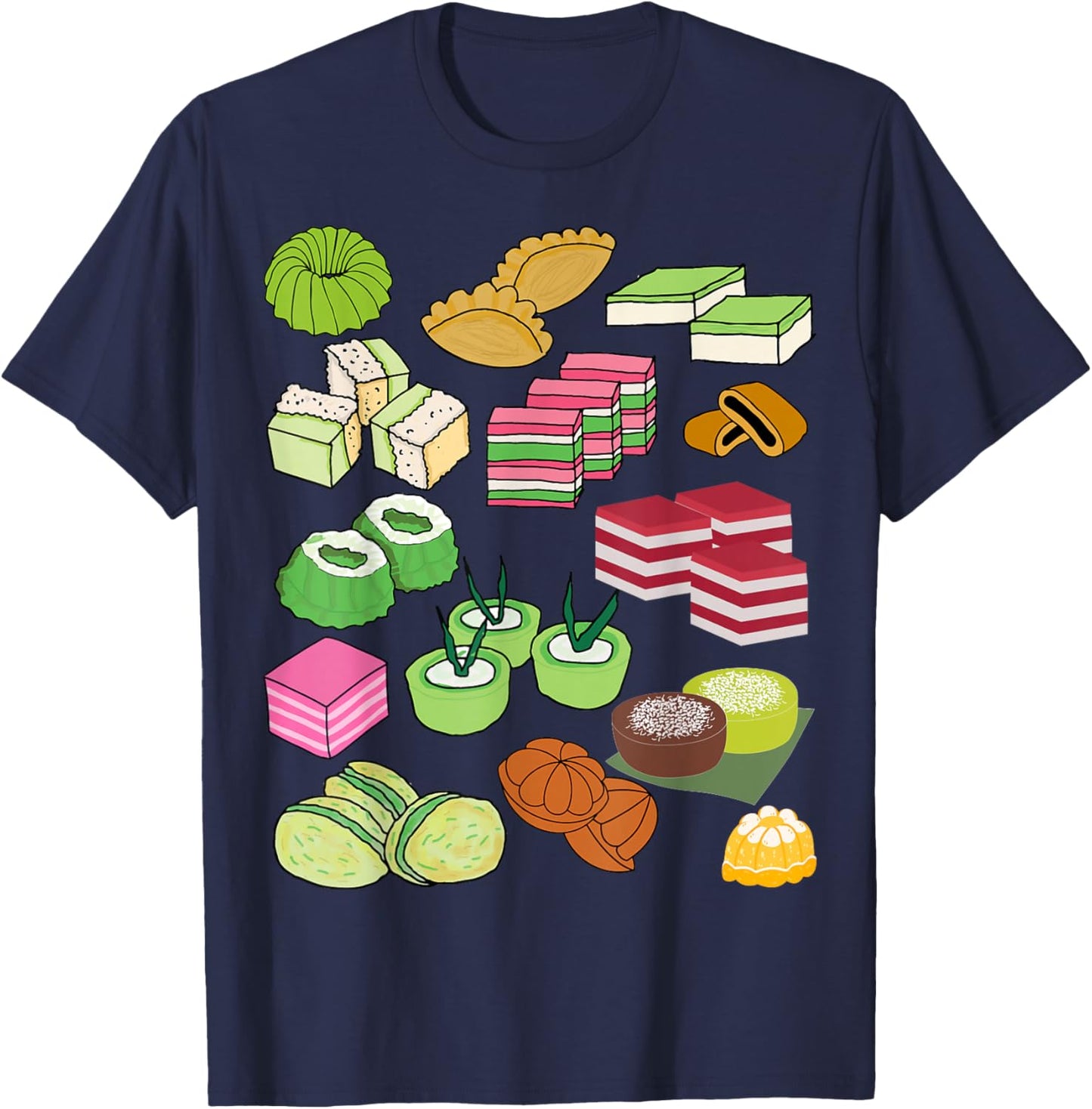 Kuih Malaysian Kue Cuisine Lover Foodie Gift Asian Cuisine T-Shirt - T-Shirt | Navy