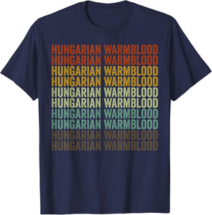 Hungarian Warmblood Horse Retro T-Shirt - T-Shirt | Navy