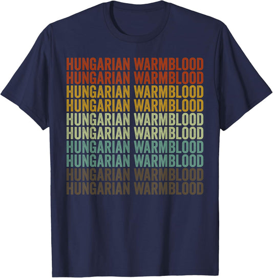 Hungarian Warmblood Horse Retro T-Shirt - T-Shirt | Navy