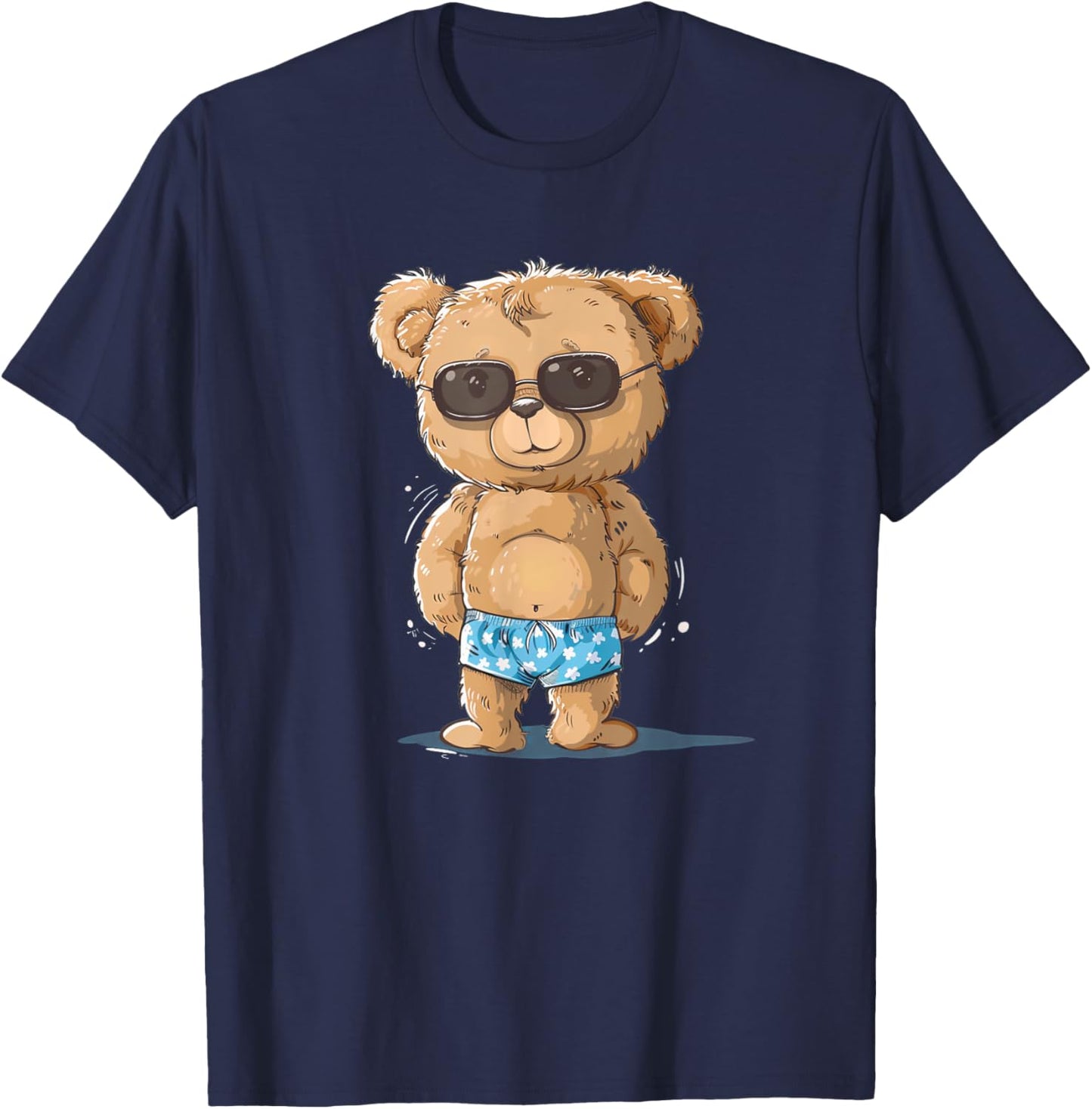 Sunglasses Teddy Bear Costume for swimming trunks and Summer Men Women Girls Kids T-Shirt - T-Shirt | Navy