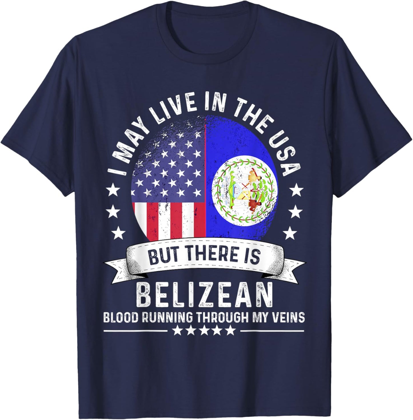 Belizean American Patriot Grown Country Belize Flag T-Shirt - T-Shirt | Navy