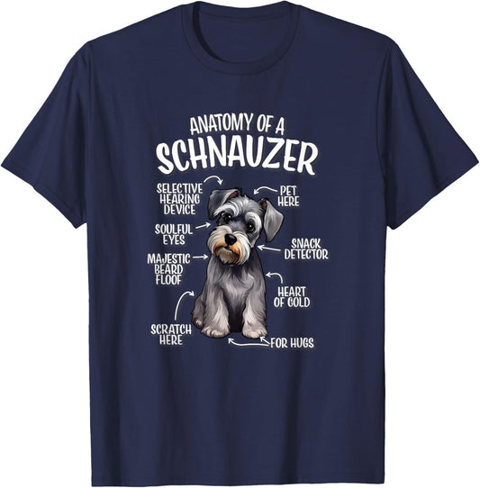 Kids Funny Anatomy of Miniature Schnauzer Lover T-Shirt - T-Shirt | Navy