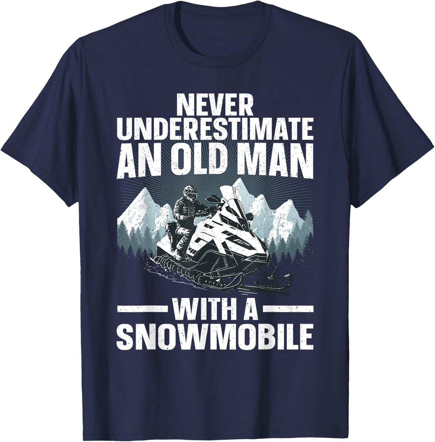 Snowmobile Art Grandpa Snowmobiling Snowmobile Lover T-Shirt - T-Shirt | Navy