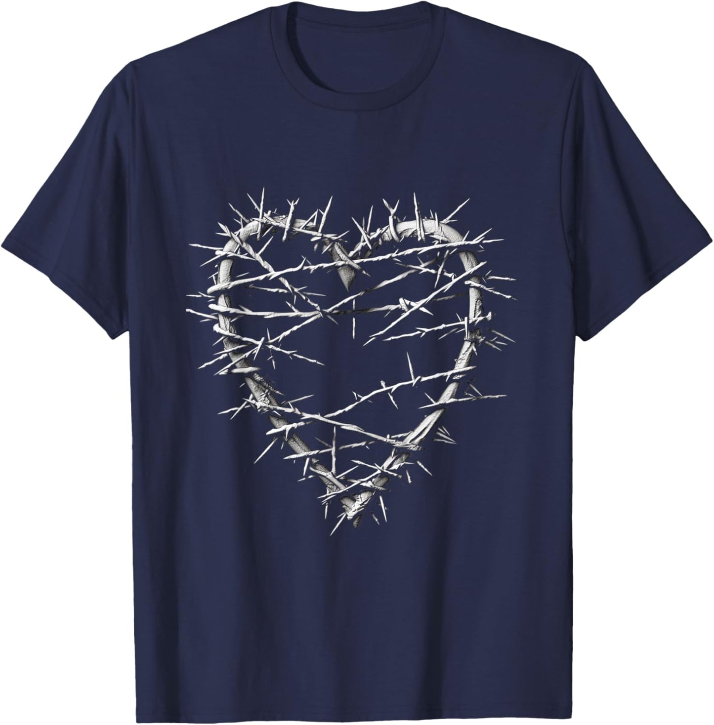 Barbed Wire Heart barbwire gothic grunge aesthetic T-Shirt - T-Shirt | Navy