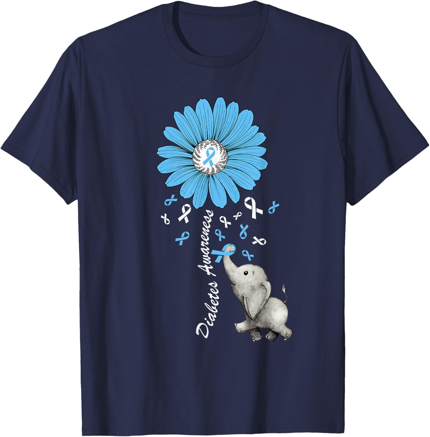 Diabetes Awareness Retro Elephant Diabetes Awareness 2024 T-Shirt - T-Shirt | Navy