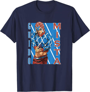 JoJo Part 5 Golden Wind Guido Mista Six Bullets Pose Anime T-Shirt - T-Shirt | Navy