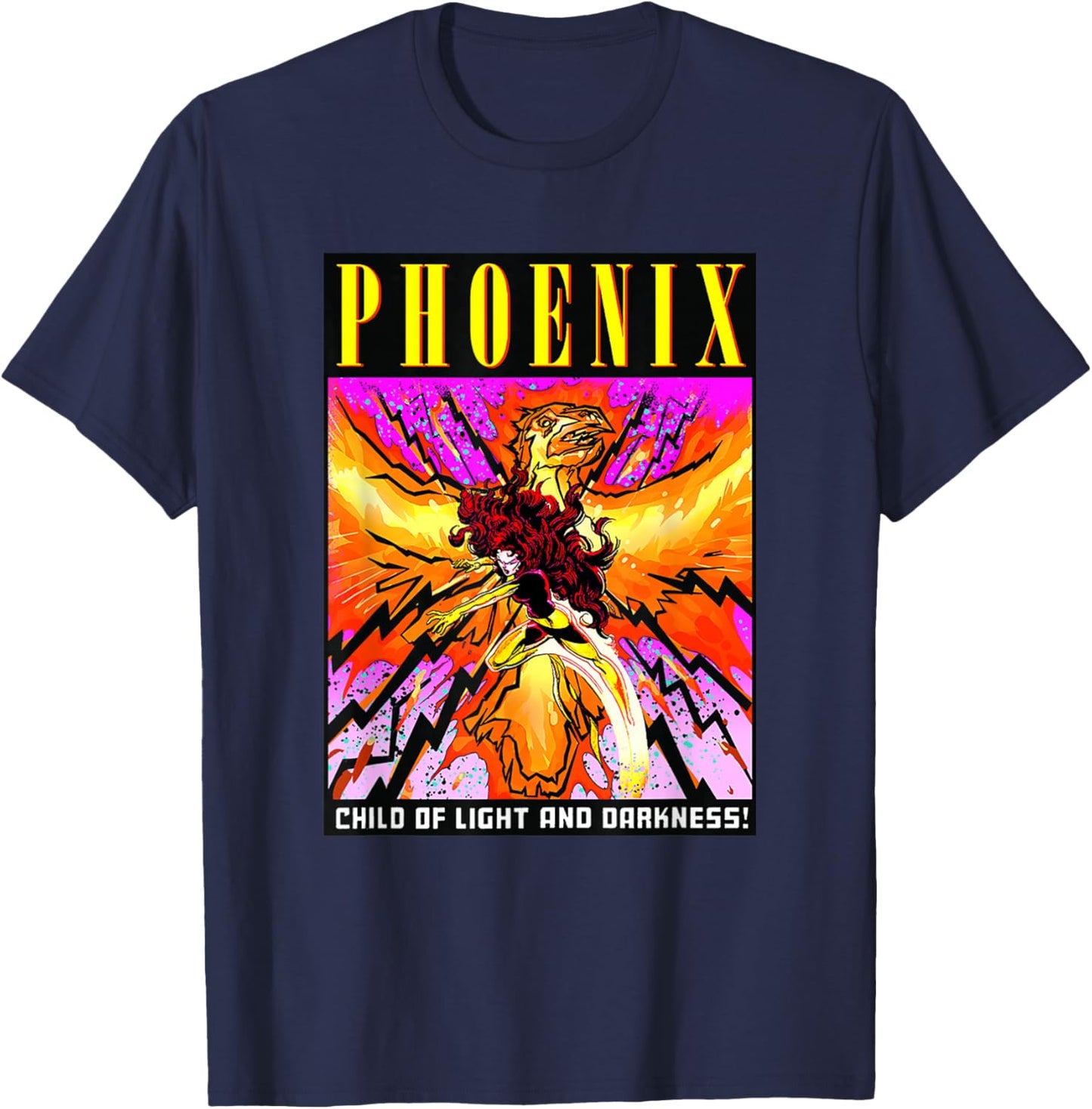 Marvel X-Men Phoenix Child Of Light And Darkness! Poster T-Shirt - T-Shirt | Navy