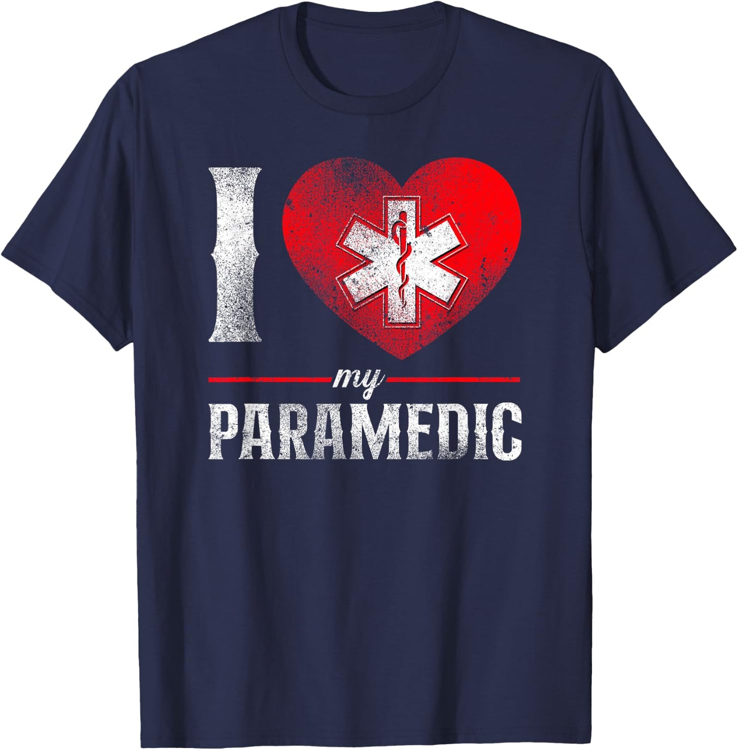 I Love My Paramedic Valentines Day Heart T-Shirt - T-Shirt | Navy