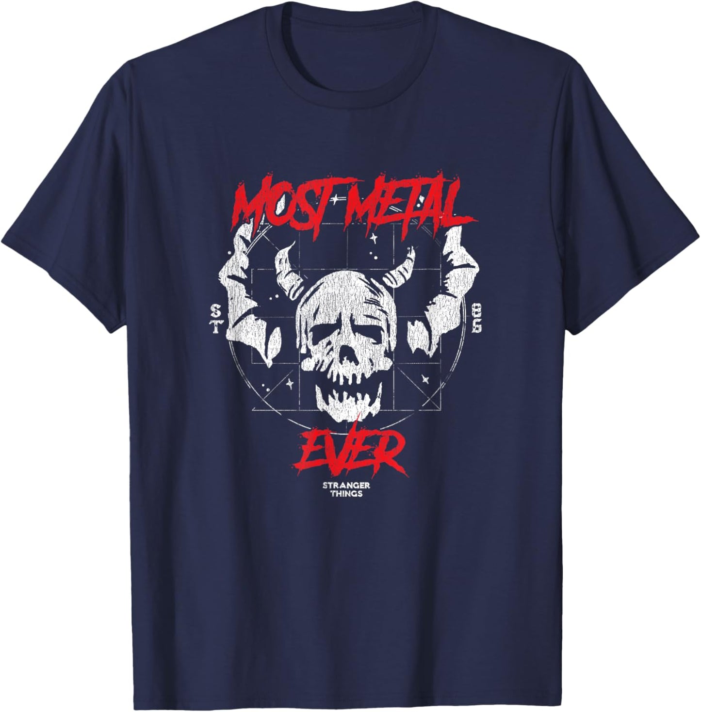 Stranger Things Hellfire Club Most Metal Ever Skull T-Shirt - T-Shirt | Navy