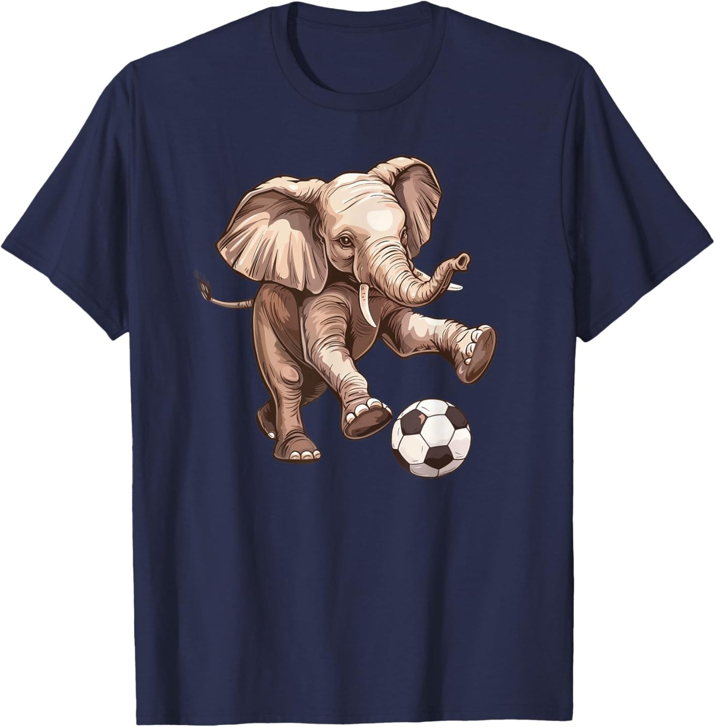 Elephant Playing Soccer - Cute Futbol Playing Elephant T-Shirt - T-Shirt | Navy