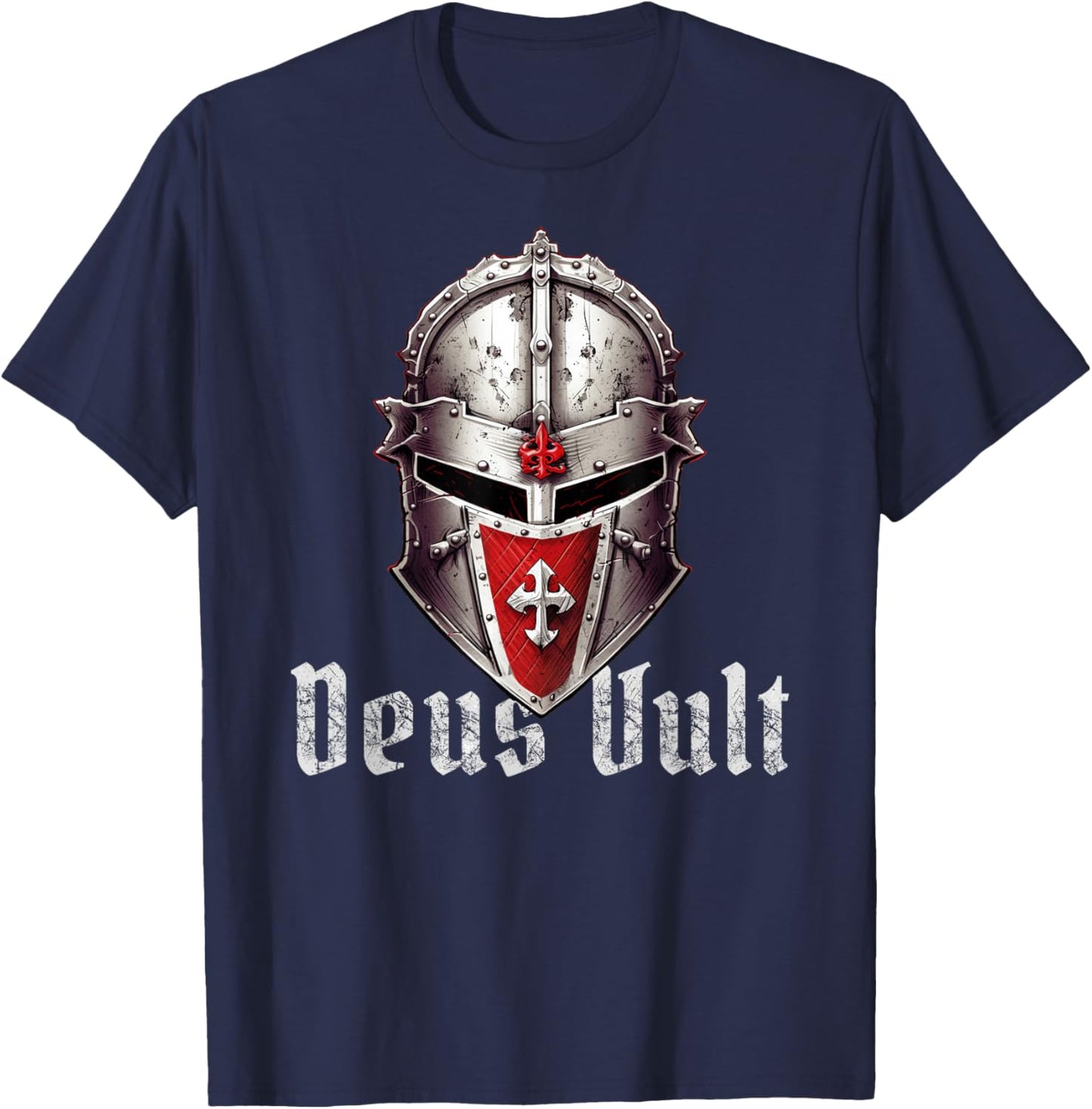 Deus Vult Templar Knight Templar Knight Crusader T-Shirt - T-Shirt | Navy