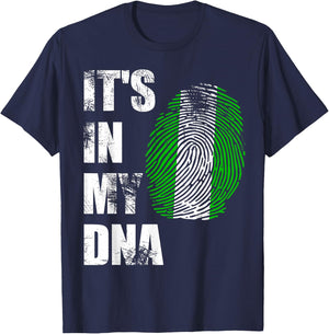 Nigeria, It's in My DNA Nigerian Flag Distressed T-Shirt - T-Shirt | Navy