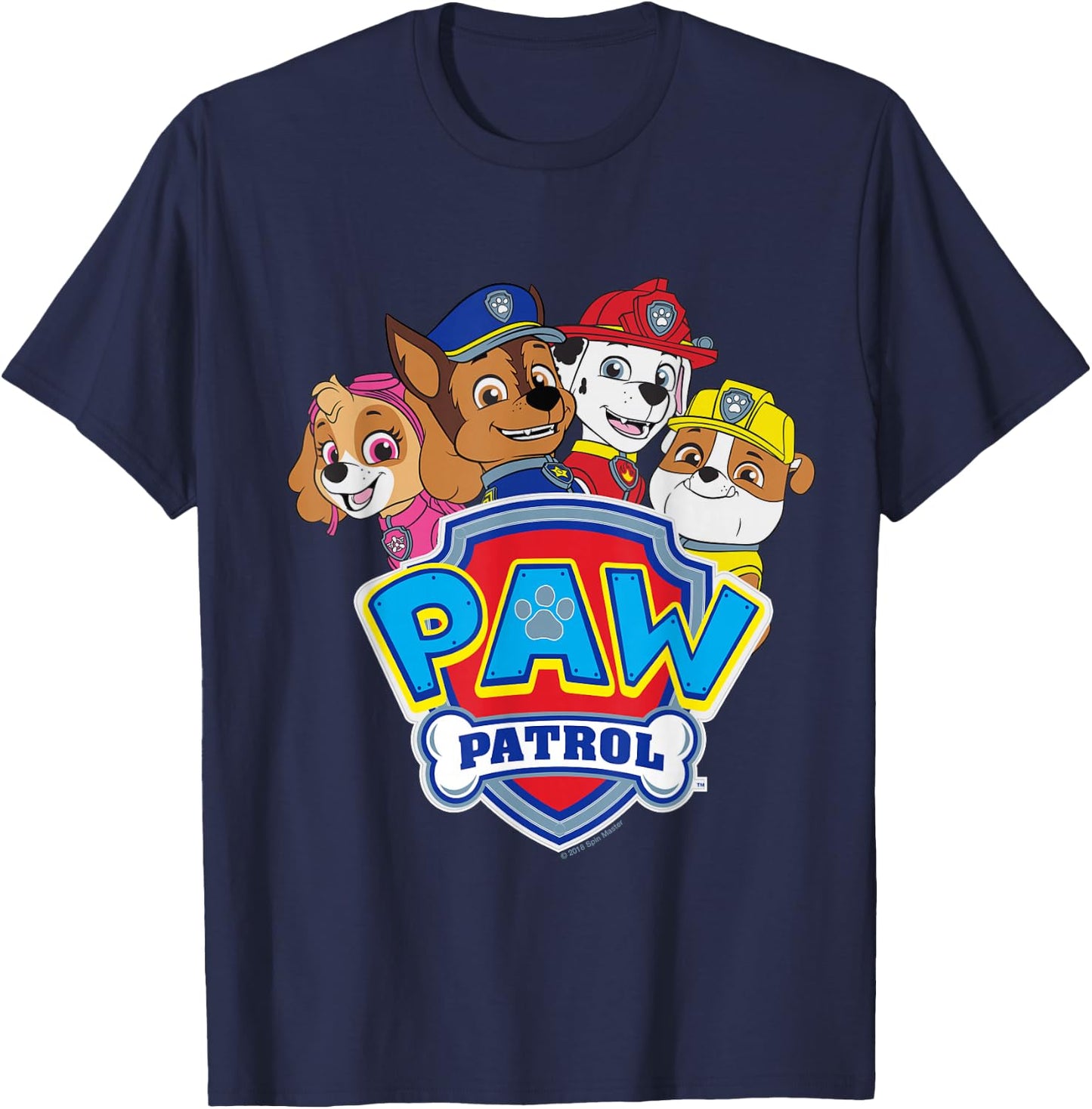 Paw Patrol Group with Logo T-Shirt - T-Shirt | Navy