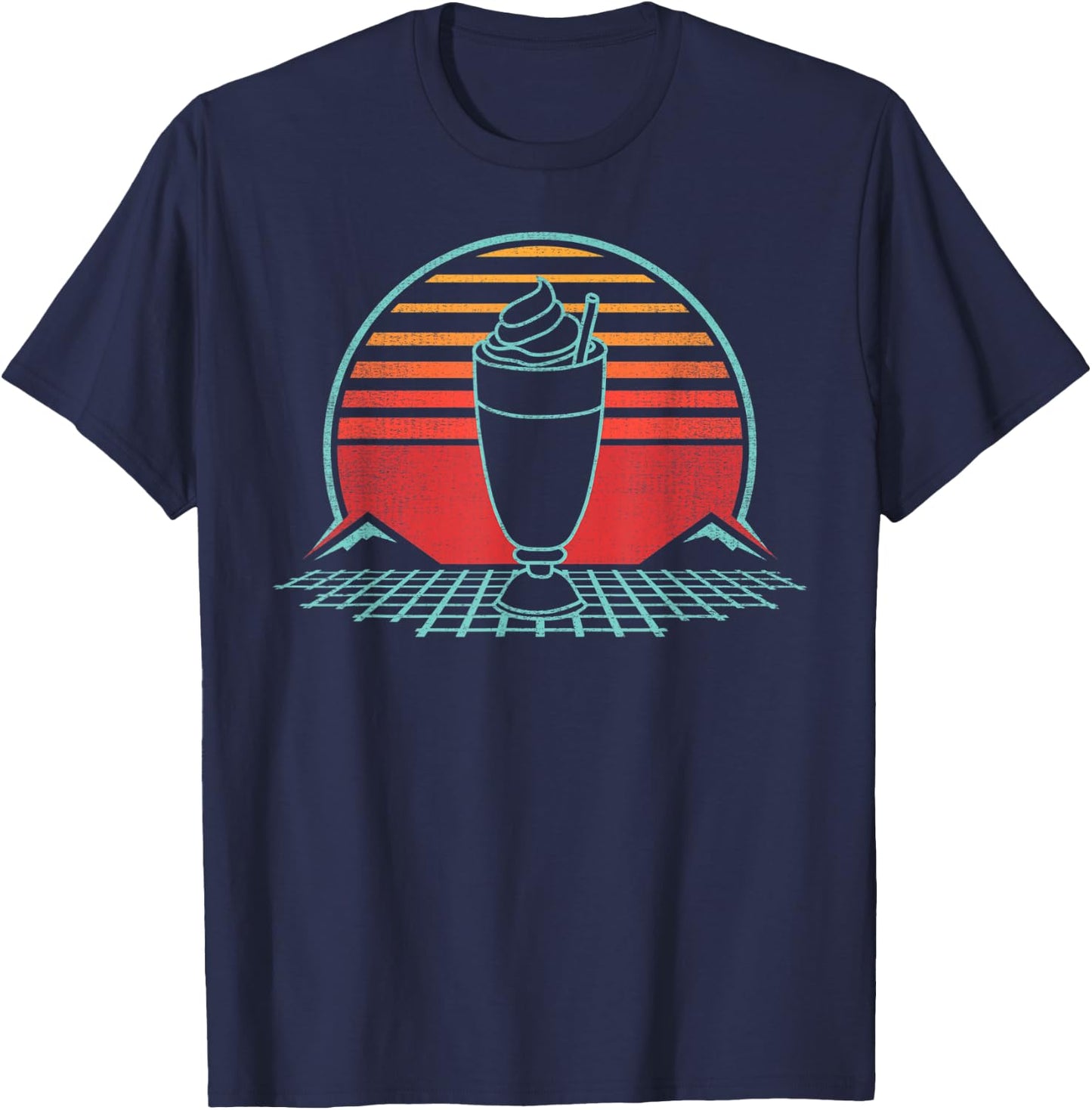 Milkshake Retro Vintage 80s Style Gift T-Shirt - T-Shirt | Navy
